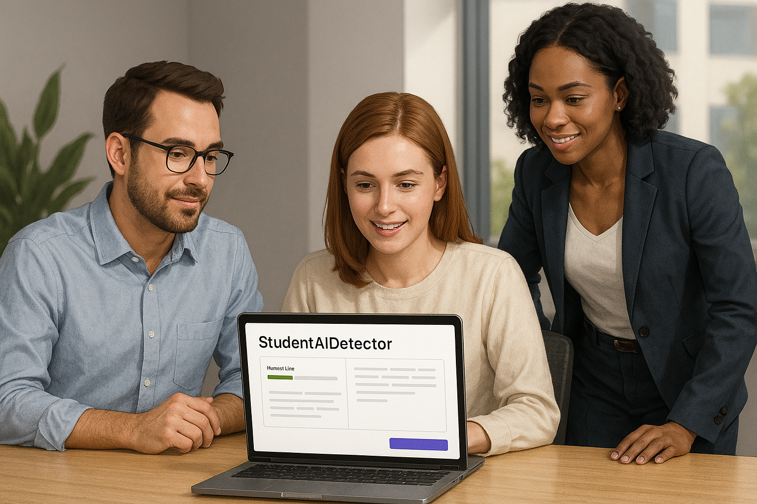 Marketing team analyzing content authenticity with StudentAIDetector tool